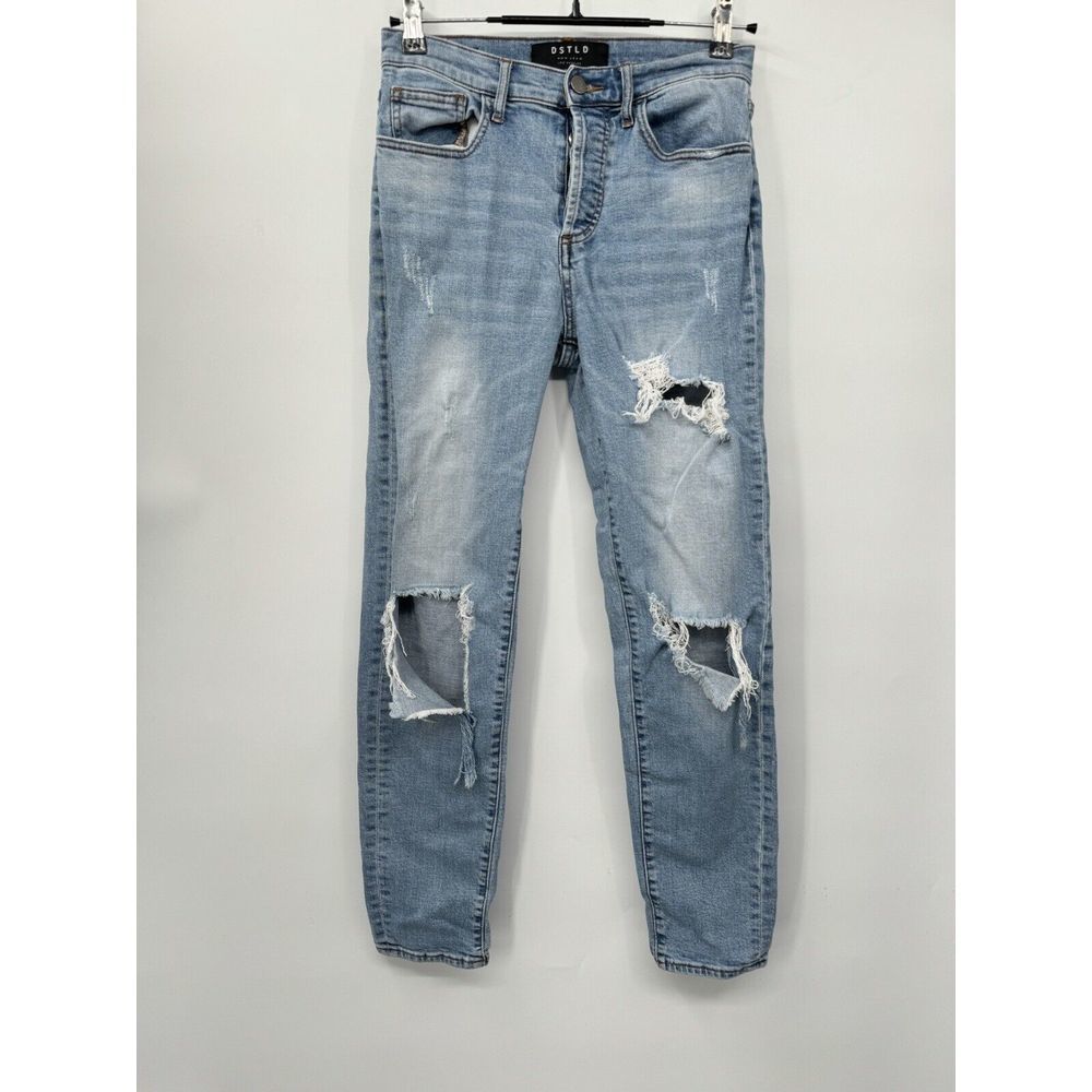 DSTLD 26 Mom Jean Women Light Blue Distressed Ripped High Rise Button Fly